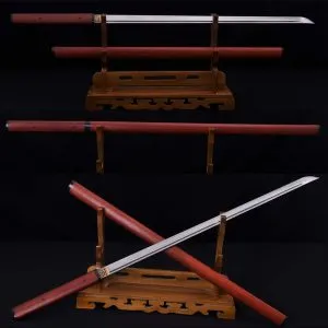 63 Artisan-Crafted ZATOICHI Japanese Ninjato Sword - Damascus Folded Steel Blade in Shirasaya Scabbard