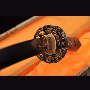 65 Artisan-Made Japanese KATANA Samurai Sword with Damascus Steel Clay Tempered Blade Dragon Hawk Koshirae Hualee Saya