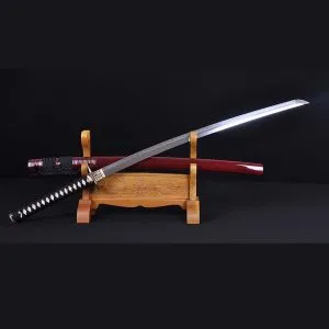 Hand-Forged Clay-Tempered Damascus Steel Katana Samurai Sword with Hawk Koshirae
