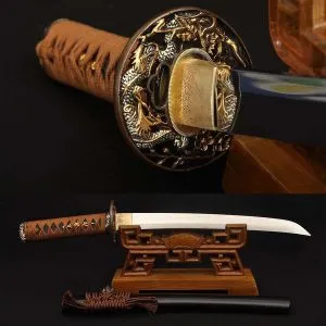 Hand Forged Clay Tempered Japanese Tanto Samurai Dragon Sword - 1095 Carbon Steel Blade