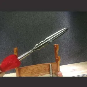 Chinese Spear For Sale, Hand Forged from Folded Damascus Steel