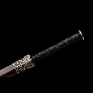 Handcrafted Folded Steel Chinese Sword Han Wu Jian with Clay-Tempered Blade and Hualee Wood Scabbard