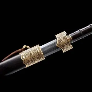 Jian Sword for sale with Folded Pattern Steel Blade and Pure Copper Guard
