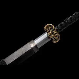 Chinese Han Wu Sword Jian Folded Steel Blade with Handcrafted Pure Copper Fittings