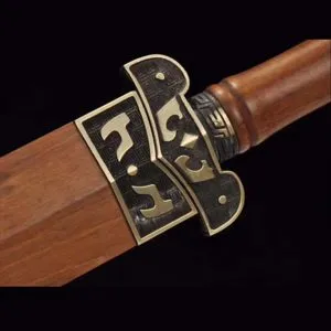 Chinese Jian Sword: Damascus Folded Steel Blade with Striking Red Finish β Traditional Handmade