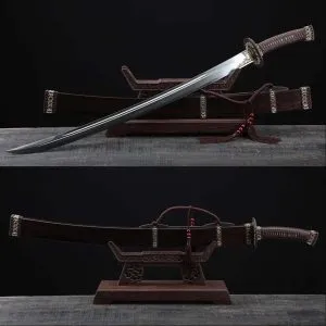 Chinese Dao Ming Dynasty Sword: Exquisite Three Colors Copper Fittings, Folded Steel Blade, Clay Tempering, and Hazuya Polish