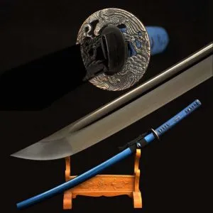 Exquisite Handcrafted Samurai Katana: Japanese Sword with Black Carbon Steel Blade and Majestic Eagle Tsuba