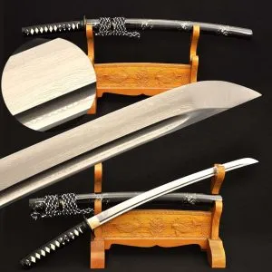Elite Damascus Wakizashi Sword β Full Tang Traditional Japanese Samurai Sword with Iron Tsuba