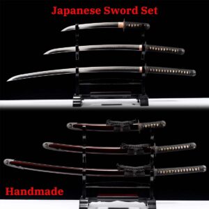 Handcrafted Japanese Samurai Sword Set – Katana, Wakizashi & Tanto 1095