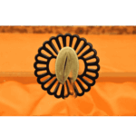 Wheel motif iron tsuba and brass habaki on handmade Damascus steel katana