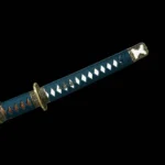 Blue silk handle wrapped over white ray skin