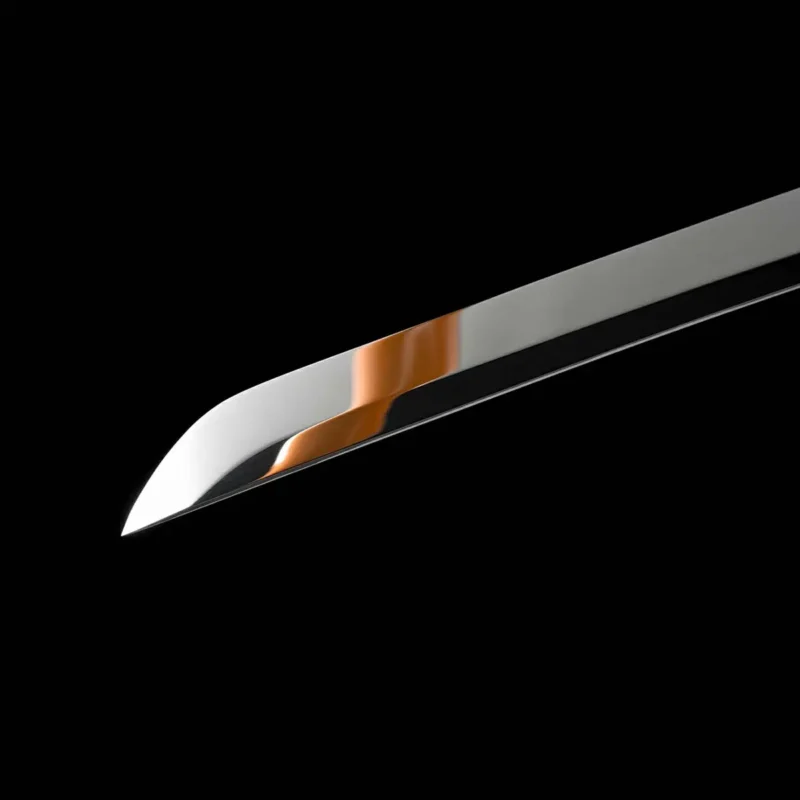 Mirror polished 9260 spring steel blade close-up