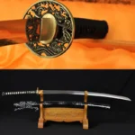 Hand-forged Japanese katana sword made of Damascus folded steel, full tang blade by Ab Sword