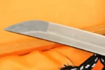 Damascus steel katana blade with mirror polish and chu-kissaki tip