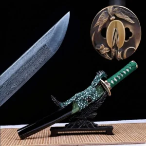15 Hand-forged Damascus tanto sword with solid copper fittings by Ab Sword