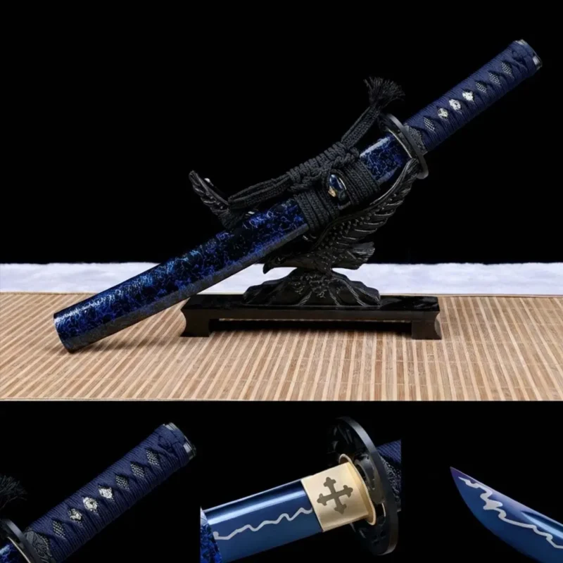 Hand-forged thunder pattern tanto sword made from high manganese steel by Ab Sword