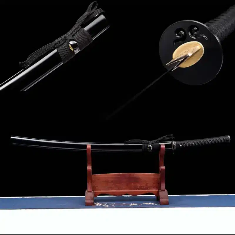 Tool Steel Katana Mirror Polish Black Warrior Full Tang 2 tool steel katana black warrior full set display absword