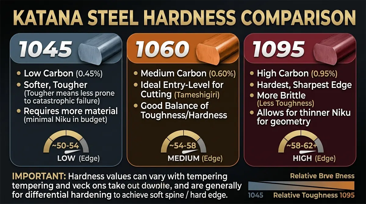 1045 1060 1095 Steel Hardness Comparison for Katana